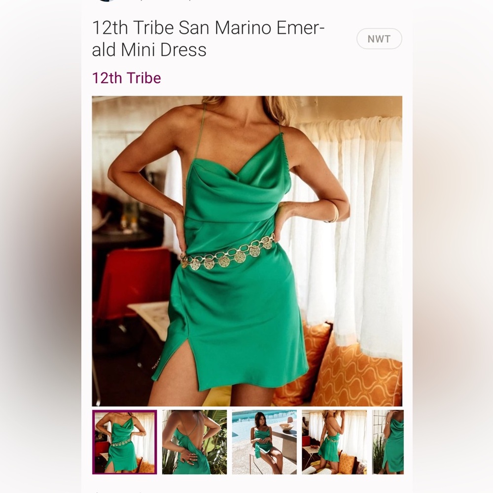 12th Tribe San Marino Emerald Mini Dress Small NWT